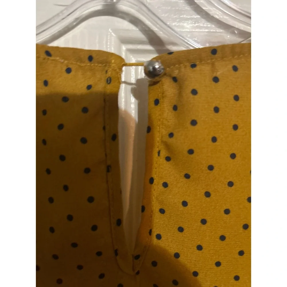 Lily White Polka Dot Blouse Women's‎ Size Small Mustard Yellow Top Crossover